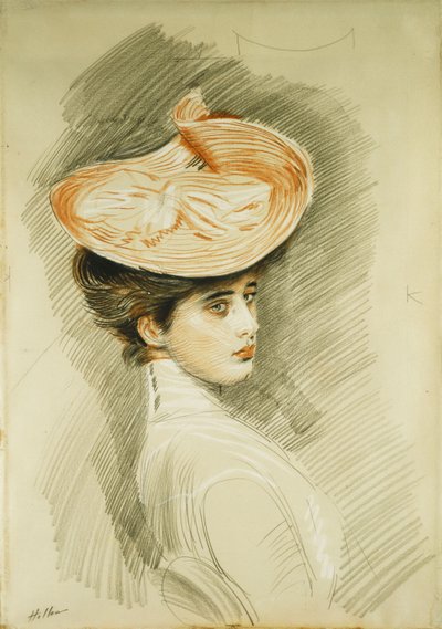 Portrett av en dame, antatt å være Madame Helleu, av Paul Cesar Helleu