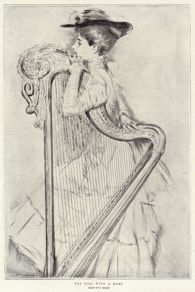 Jenta med en harpe av Paul Cesar Helleu