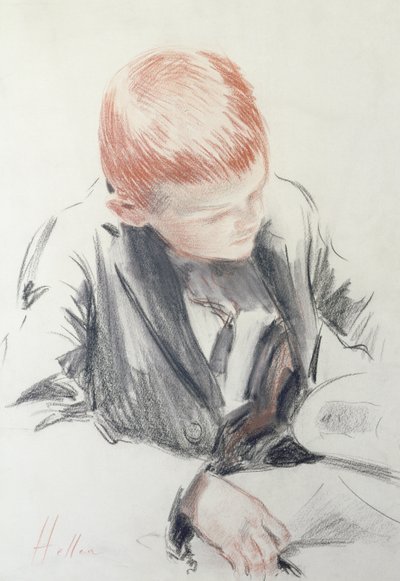 The Young Connoisseur (rødt og svart kritt på papir) av Paul Cesar Helleu