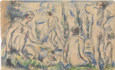 Badende (forside); Landskap (bakside) av Paul Cézanne