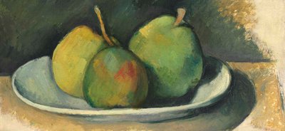 Pærer på en hvit plate (olje på lerret) av Paul Cézanne
