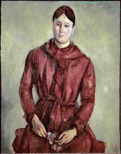 Portrett av Madame Cezanne i rød kjole (olje på lerret, ca. 1890) av Paul Cézanne