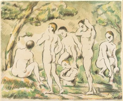 De badende (liten plate) av Paul Cézanne