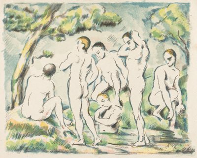 De badende (liten plate) av Paul Cézanne