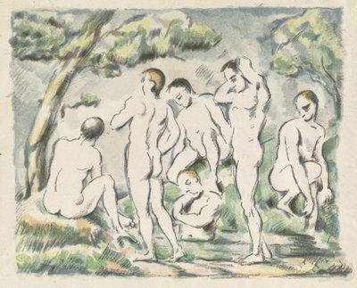 De badende (Liten plate) av Paul Cézanne