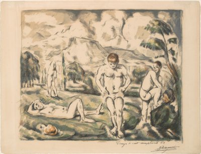De store badende (Les Baigneurs) av Paul Cézanne