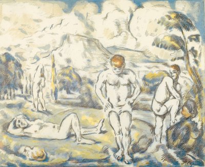 De badegjester (stor tallerken) av Paul Cézanne