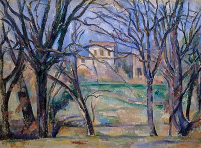 Trær og hus av Paul Cézanne
