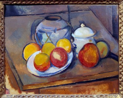 Vasehalm, sukkerskål og epler Maleri av Paul Cezanne av Paul Cézanne