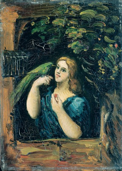 Kvinne med en papegøye av Paul Cézanne