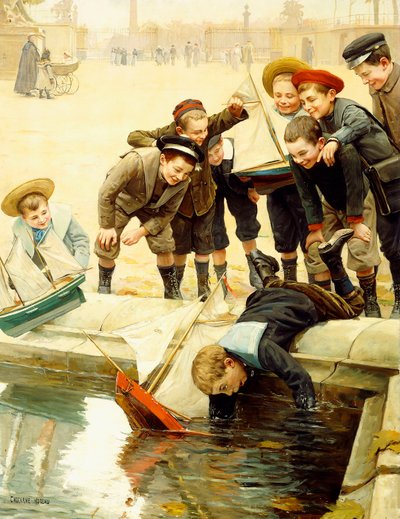 Gutter og seilbåtene deres av Paul Charles Chocarne Moreau