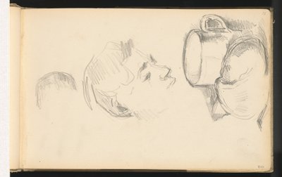Et hode, en kopp og en rundstykke av Paul Cézanne