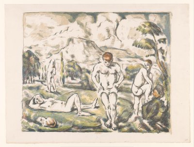 Badende menn i et kupert landskap Les Grands Baigneurs Baigneurs au repos av Paul Cézanne