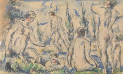 Badende recto, Landskap verso, ca. 1888 recto, a.n.d. verso. av Paul Cézanne