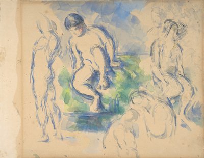 Badende recto, stilleben verso, ca. 1890 recto - 1900 verso. av Paul Cézanne