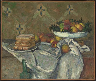 Fruktskål og tallerken med kjeks, ca. 1877 (olje på lerret) av Paul Cézanne