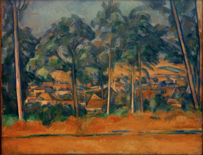 Landsby bak trær av Paul Cézanne