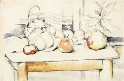Ingefærkrukke og frukt på et bord, 1888-90 av Paul Cézanne