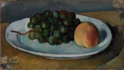 Druer og fersken på en tallerken av Paul Cézanne