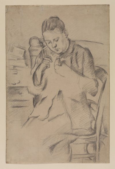 Hortense Fiquet, Madame Cezanne, sying, ca. 1880 (blyant på papir) av Paul Cézanne