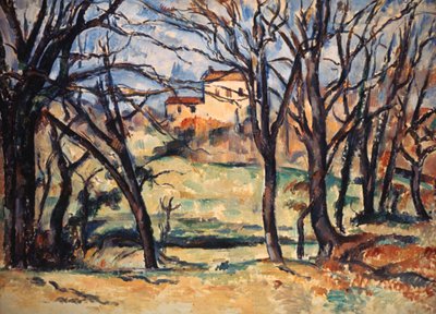 Hus bak trær på veien til Tholonet, c1885 av Paul Cézanne