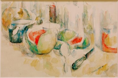 Stilleben med hakket vannmelon av Paul Cézanne