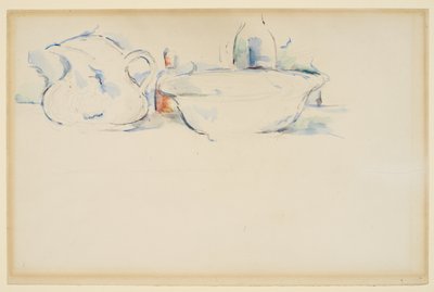 Stilleben, toalettsaker, ca. 1885-90 (grafitt og akvarell på papir) av Paul Cézanne