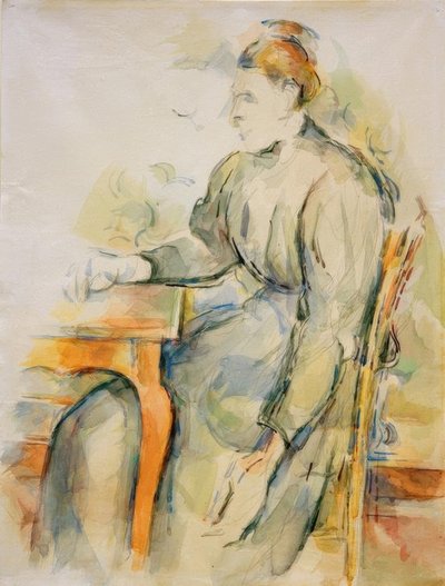 Sittende kvinne (Mme Cézanne) av Paul Cézanne