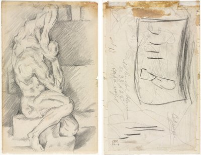 Skisse av anatomisk skulptur (recto) Skisse av Madame Cézanne (verso) av Paul Cézanne