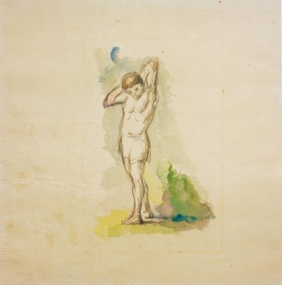 Stående badende med armene foldet bak nakken av Paul Cézanne