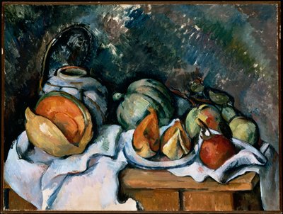 Stilleben med frukt og en ingefærgryte, ca. 1895 av Paul Cézanne