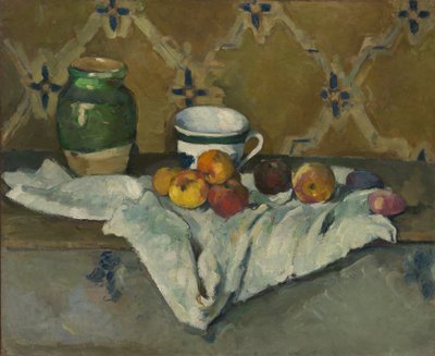Stilleben med krukke, kopp og epler, ca. 1877. av Paul Cézanne
