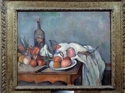 Stilleben med løk maleri av Paul Cezanne (1839-1906) 1895 Søn. 0,66x0,82 m. Paris, Musee d