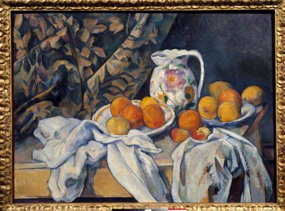 Stilleben på gardinen. Maleri av Paul Cezanne (1839-1906) av Paul Cézanne