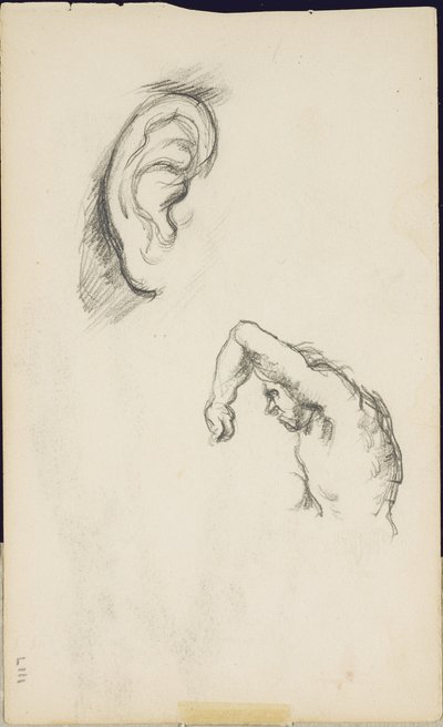 Studier etter Luca Signorelli: et øre og en figur av en mann, ca. 1877-80 av Paul Cézanne