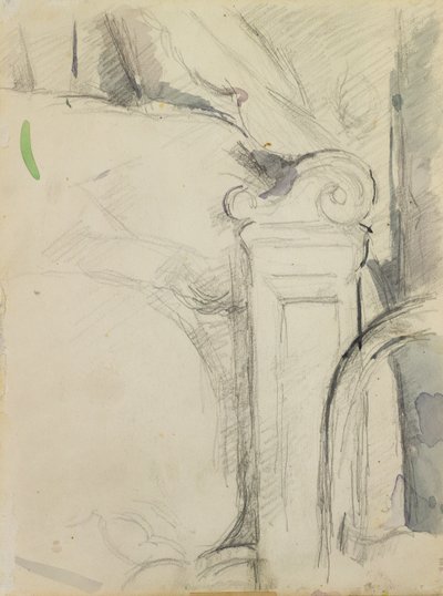 The Bedstead (blyant og wc på papir) av Paul Cézanne