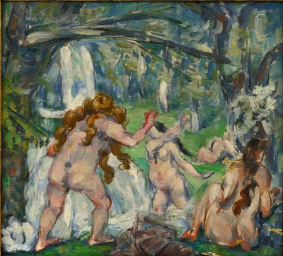 ""Tre badere"" Maleri av Paul Cezanne (1839-1906) 1875 Olje på lerret - størrelse 30,5x33cm Privat samling av Paul Cézanne