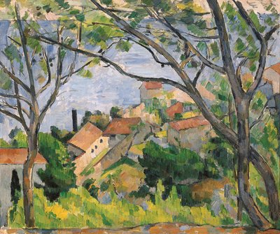 Utsikt over L"Estaque Through the Trees, 1879 av Paul Cézanne