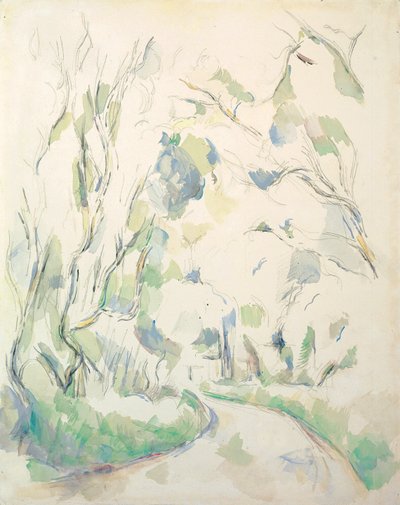 Brønner og en svingete sti i Chateau Noir Park; Vel og svingete vei på eiendommen til Chateau Noir, ca. 1900 av Paul Cézanne