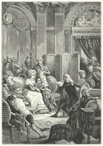En salong i begynnelsen av regjeringen til Louis XVI av Frankrike av Paul Dominique Philippoteaux