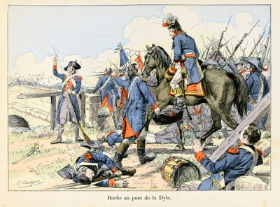 Hoche au pont de la Dyle: I mars 1793, som dekket retretten ved passasjen av Dyle foran Leuven (Belgia), kjempet Lazare Hoche (1768-1797) mot østerrikerne - illustrasjon av Emile Boutigny (1853-1929) I "Hoche-Marceau-Desaix" av Theodore av Paul Émile Boutigny