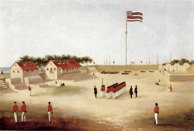 Utsikt over Honolulu Fort, ca. 1853 (olje på lerret) av Paul Emmert