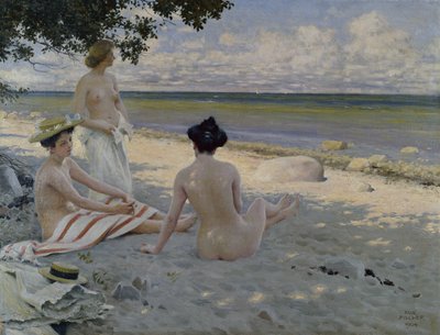 On the Beach (olje på lerret) av Paul Fischer
