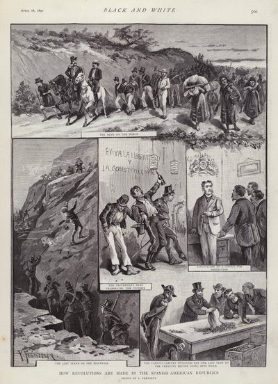 Revolusjoner i Latin-Amerika (litho) av Paul Frenzeny