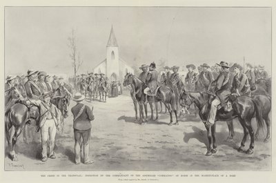 Krisen i Transvaal, inspeksjon av kommandanten for den samlede kommando av boer på markedsplassen til en Dorp av Paul Frenzeny