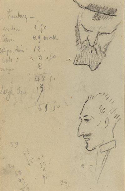 En skjeggete mann og en mann i profil [verso] av Paul Gauguin