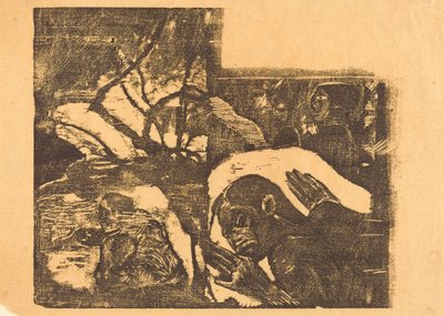 Eine Maori-Frau im Wald; Manao Tupapau (Sie wird von einem Geist heimgesucht) av Paul Gauguin