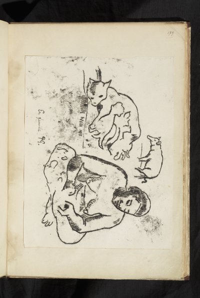 Avant et après - Sittende kvinne, katt med kattunger og en gris av Paul Gauguin