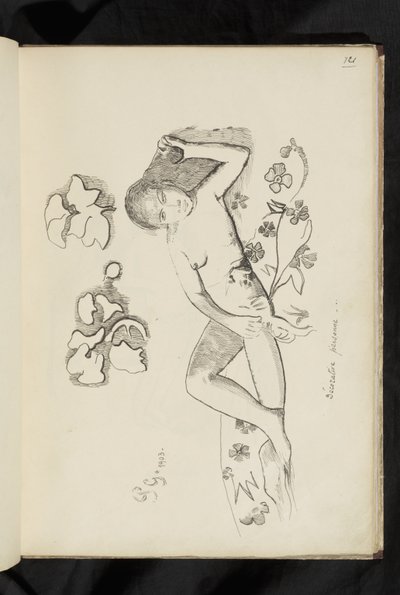 Før og etter - tegning "Dekorativ person" av Paul Gauguin