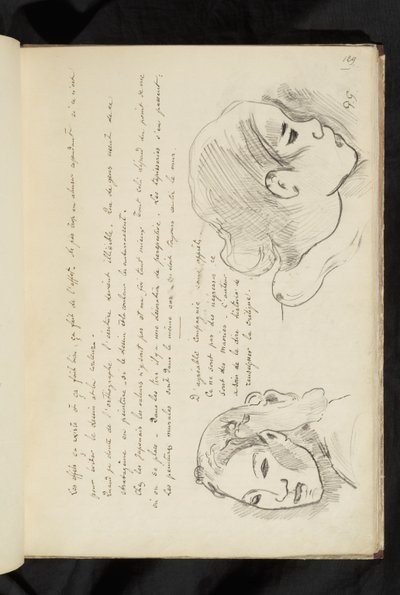 Avant et après - tekst og to tegninger av et jentehode av Paul Gauguin